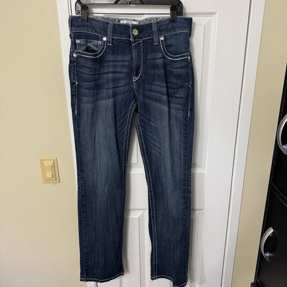 Ariat REAL Denim Women's Jeans 32R Blue Western Embroidered Pockets Casual